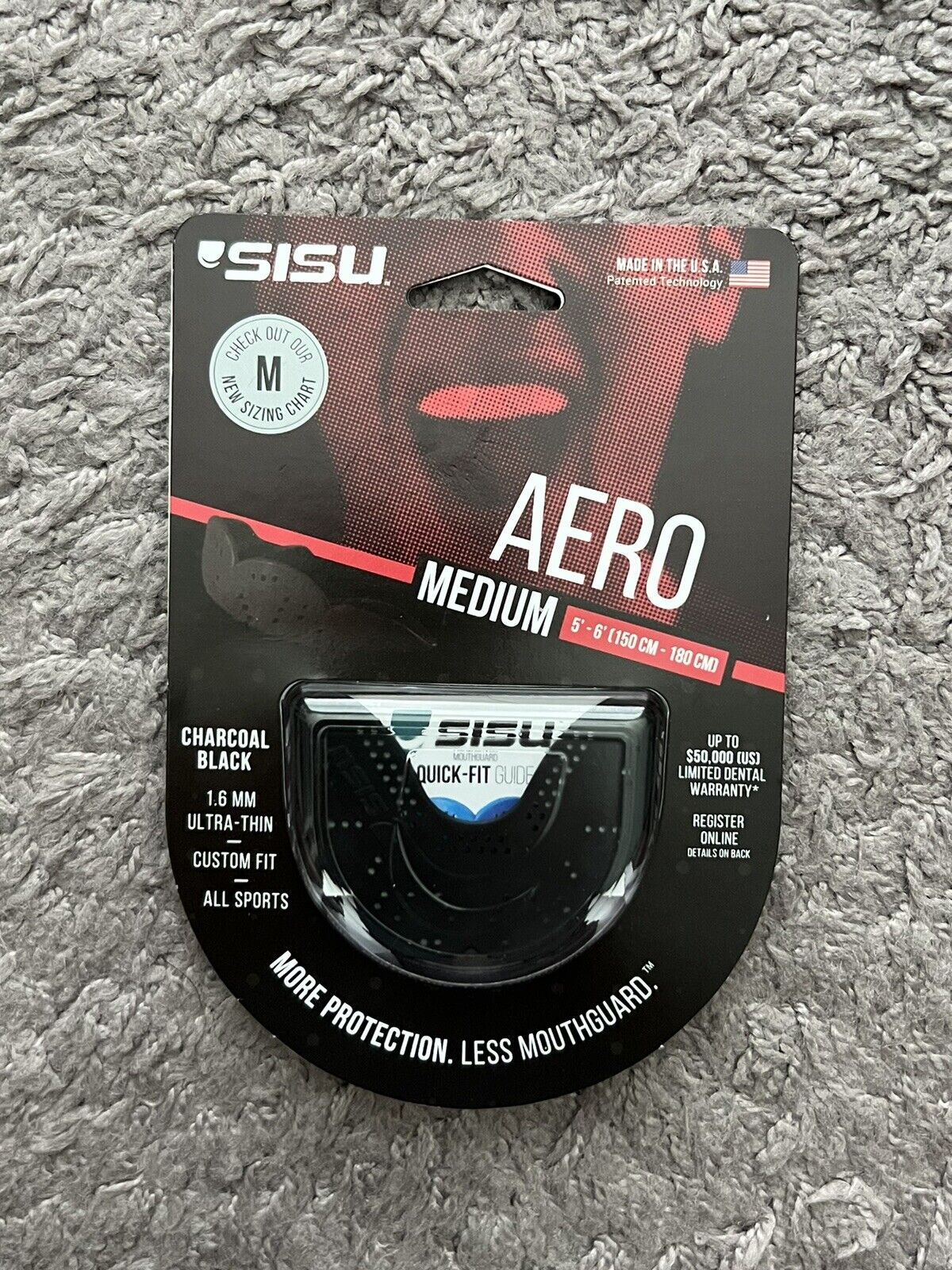  SISU Go Mouthguard, Charcoal Black - 1.6mm Thin
